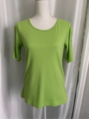 Quacker Factory Lime Green Open sleeve bling Top